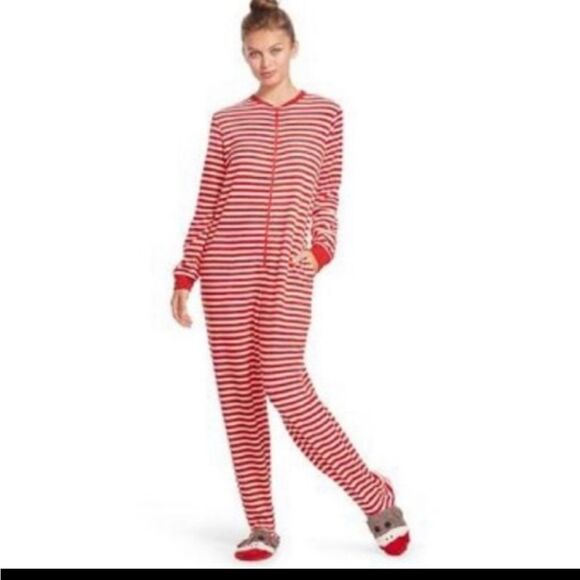 NICK & NORA sock monkeys footed PJs S - Picture 1 of 11